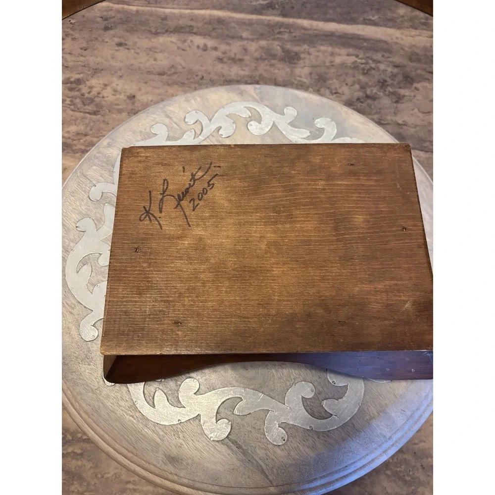 Vintage Handmade Wooden Tray/Display With Handles‎ Home Decor 10x7 Signed